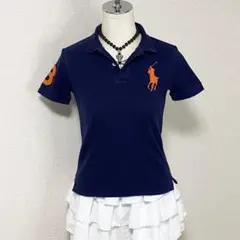 y2k ラルフローレン ビッグポニー ポロシャツ 平成ギャル 平成女児 ネイビー