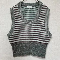 美品☆マカフィー☆ブロックジャカードＵネックベスト シルク混のサムネイル