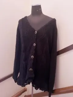 axes femme ブラック ニットカーディガン M