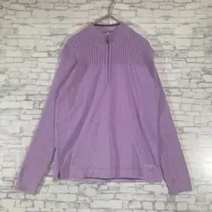 Whole Earth ハイネック　ハーフジップ　長袖　Tシャツ　ラベンダー