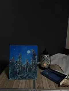 夜空と月の風景画
