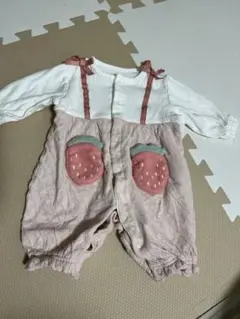 いちごポケット長袖ロンパース 50〜70