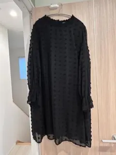 体型カバー 黒 ドット シアーワンピース 3XL ゆったり