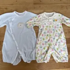 ツーウェイオール　ドレスオール　50〜70cm 水色　ライオン　刺繍