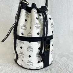 MCM バケット型 ショルダーバッグ ヴィセトス柄 巾着 ゴールド金具 ホワイトのサムネイル