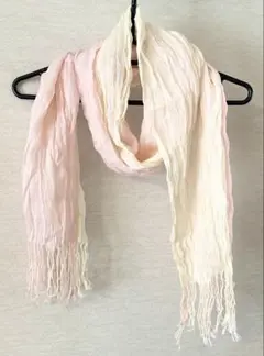 ピンク色×アイボリー色　絞りデザイン　ストール　※使用感あり※