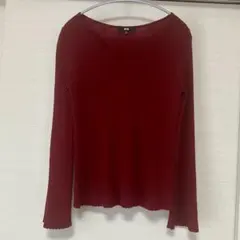 【UNIQLO】メリノブレンドベルスリーブ　リブニット 赤 M