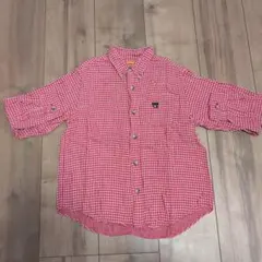 DOUBLE.B 赤と白のチェック柄長袖シャツ 120cm