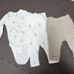 H&M オーガニックコットン 上下セット0-1M(50cm) 茶パンツ