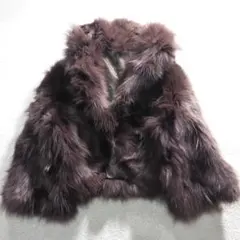 希少色✨フォックスファー ジャケット リアルファー グリーン Y2K 毛皮 M 希少色✨フォックスファー ジャケット リアルファー グリーン