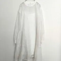 【Apuweiser-riche】長袖 ワンピース(М)シースルー ひざ丈