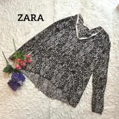 ZARA KNIT ザラ【Ｖネック】【豹柄】【総柄】長袖　F