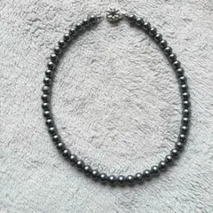 ブラックパール風ネックレス　フェイクパール　G SILVER 刻印　銀メッキ