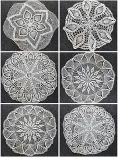 6点セット★レース編み　テーブルクロス　マルチカバー　おまとめ 円形　③