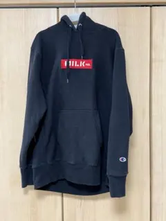 Champion パーカー メンズ ブラック ロゴ刺繍 フード付き