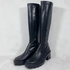 極美品✨ヴィヴィアン スクエアトゥ厚底ストレッチロングブーツ 黒 M 23.5