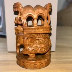 オブジェ 象 木製 手彫り 彫刻 アンティーク レトロ インド 小物 オシャレ