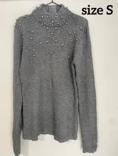 パール装飾 ニット セーター once1again S ホツレあり