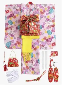 七五三四つ身着物15点セット 花柄 ピンク
