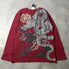 新品タグ付 Y2K 龍 ラメ 和柄 ロンT ドラゴン 平成 お兄系 L