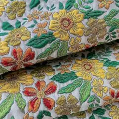 j6▼145×50cm▼ジャガード生地▼花柄　立体色織り　カラフル　上品