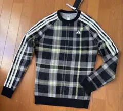 アディダス タータンチェック クルーセーターSブラック HY0906