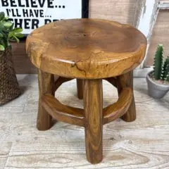 てら⭐︎オールドチーク天然無垢材丸ハイスツールカウンターチェア二点セット 訳あり品！オールドチーク天然無垢材丸ハイスツールカウンターチェア
