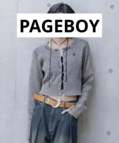 PAGEBOY ピグメントホックリブニット グレー フリーサイズ
