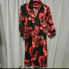 ヴィクトリアズシークレット ガウン 薔薇 XS/S 黒 絹 ルームウェア 