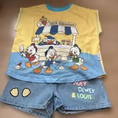 再お値下げ 新品 ディズニー ドナルドダック Tシャツ & ショーツパンツ120