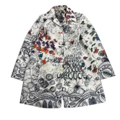 8LA1 総柄　デザイナーズロングコート　花柄　レトロガール　レディース　古着