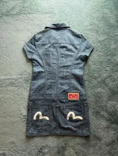 【392】EVISU エヴィス デニムシャツワンピース カモメ M相当 岡山製 392】EVISU エヴィス デニムシャツワンピース カモメ M相当 岡山製