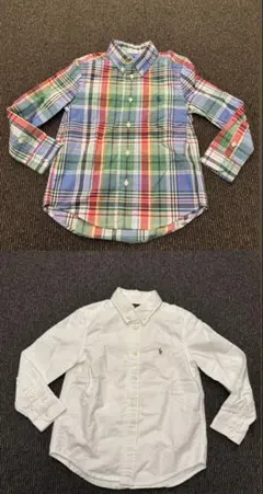 【2枚セット】ラルフローレン キッズ シャツ 110相当 チェック 白シャツ