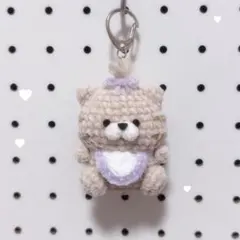 赤ちゃん猫 ねこ あみぐるみ キーホルダー 紫