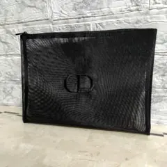 Dior　ディオール　ノベルティ　メッシュポーチ　ブラック　刺繍ロゴ