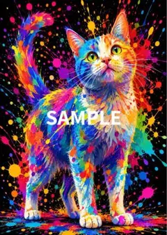 ✨秀麗品✨】 ポジティブな猫のポップアート 絵画 大きいサイズ - メルカリ