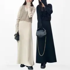 ニットベスト ロングワンピース