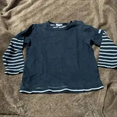 Anywhere 黒と白ストライプ長袖Tシャツ