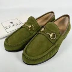 未使用 GUCCI グッチ ホースビット スエード ローファー 革靴 グリーンのサムネイル