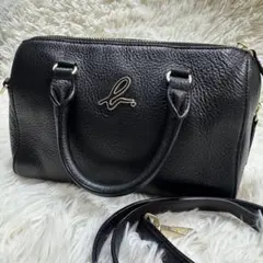 【美品】　agnes b. ハンド　ショルダーバッグ　2way レザー　黒
