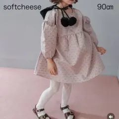 美品　softcheese ドット　90㎝　ソフトチーズ　ジャガードワンピース