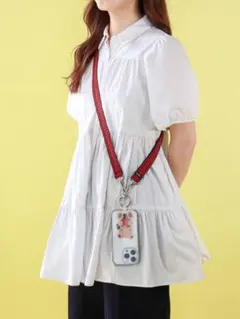 familiar ファミリア チェック柄 ショルダーストラップ 赤系