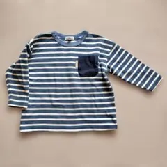 青と白ストライプ 長袖カットソー
