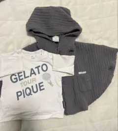 グレー フード付きポンチョとトレーナーセット