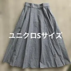 UNIQLOフレアスカートSサイズ　ストライプ　涼しげ　ウエスト後ろゴム仕様のサムネイル