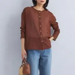 green label relaxing シアーポコポコクルーネックカーディガンのサムネイル