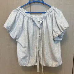 グレー 杢調 半袖 トップス　ギャザー　スウェットのサムネイル