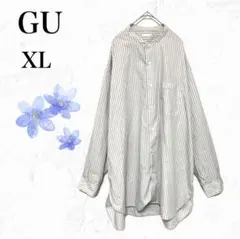 【GU】ジーユー　ストライプロングシャツ　ゆったり体型カバー　大きめ　薄手　春秋