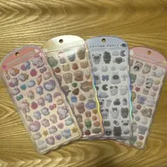 【正規品】　コットンパフィーシール　キティ　クマ　モノクロ　アニマル