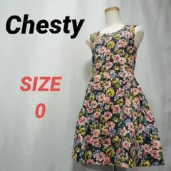 Chesty　チェスティ　花柄ノースリーブワンピース　フレア　総柄